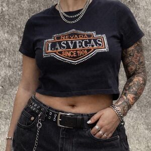 Harley-Davidson style Las Vegas Black and Orange Graphic tee